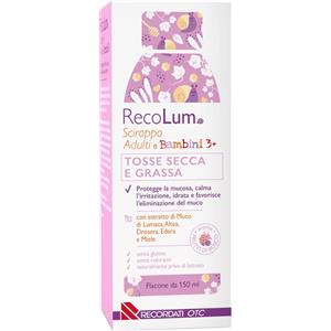 Recordati RecoLum Sciroppo Tosse Adulti e Bambini 150 ml - Con Altea, Drosera, Edera e Muco di Lumaca