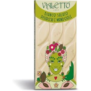 Vialetto Tavoletta di Cioccolato Bianco Salato con Granella di Pistacchi e Mandorle - Confezione da 90 Grammi, Senza Glutine - Dalla Fantasia di Adelina