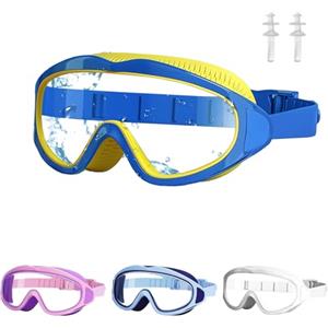MeYuxg Occhialini Nuoto Bambini 4-16 Anni, Maschera Snorkeling Bambino Antifog e Impermeabile, Lenti Grandi, Cinturino Regolabile in Silicone, con Tappi per Orecchie e Custodia (Blu marea)