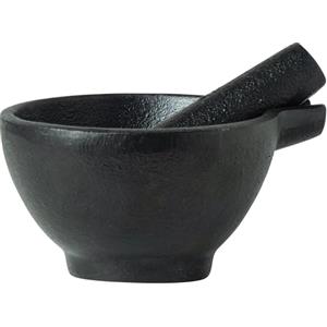JADE TEMPLE 17403 Mortaio con pestello in ghisa, nero