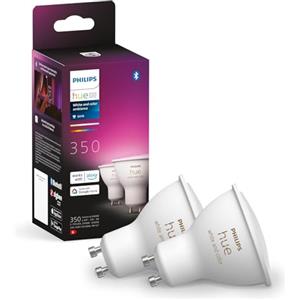 Philips Hue White and Color Ambiance, Faretto LED Smart GU10, Luce Bianca e Colorata, 350lm, Compatibile con Bluetooth, controllo vocale con Alexa, Apple Home e Google Assistant, pack da 2