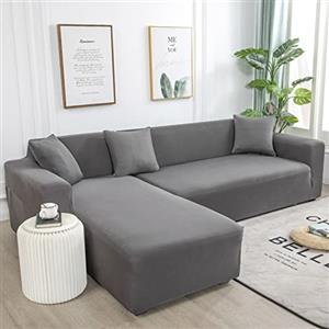 Amsg Copridivano con Penisola Elasticizzato A Sinistra Destra, Copridivano AntiGraffio Gatto Chaise Longue Sofa Cover A Forma di L,L,L 190~230cm