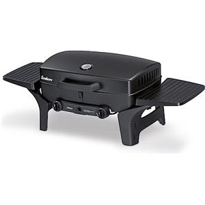Enders Urban, Barbecue a gas portatile, BBQ grill da campeggio, 2 fuochi in acciaio inox, Coperchio con Termometro & Griglia in Ghisa, Per Esterno, Balcone, Camping, Giardino, 30 mbar #209533