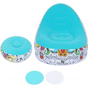 Fafeicy Divano Gonfiabile Pigro, Poltrona Reclinabile Pieghevole per il Tempo Libero, Divano da Montare Portatile Comoda Sedia Longue con Poggiapiedi, per Soggiorno Balcone Pausa Pranzo(Blu)