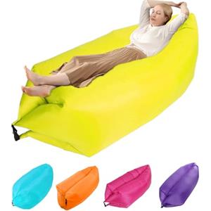 plplaaoo Lettino Gonfiabile, Divano Gonfiabile Per Viaggiare, Sedia da Spiaggia da Campeggio All'aperto, Lettini Gonfiabili, Materasso Ad Aria Pieghevole Portatile Per Feste in Spiaggia (giallo)