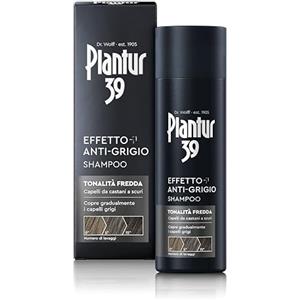 Plantur 39 Effetto Anti-Grigio Shampoo Tonalità Fredda - 1 x 200 ml - Shampoo colorante per capelli scuri - Copre gradualmente i capelli grigi - Aiuta a prevenire la caduta ereditaria