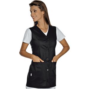 ISACCO Casacca Tropea Nera Donna - Smanicata, 65% Poliestere e 35% Cotone, con Bottoni e 2 Tasche
