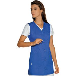 ISACCO Casacca Tropea Blu Cina - 65% Poliestere, 35% Cotone, Smanicata con Bottoni e 2 Tasche