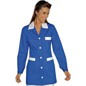 ISACCO Casacca Marbella Blu Cina e Bianca - Manica Lunga, 65% Poliestere e 35% Cotone, Taglia S