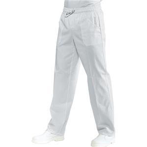 ISACCO Pantalone Bianco in Cotone con Elastico - Taglia XXXL per Medici, Infermieri e Settore Alimentare