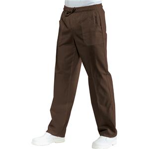 ISACCO Pantalone Cacao con Elastico - 65% Poliestere e 35% Cotone, Taglia S, Ideale per Professionisti del Settore Sanitario e Alimentare
