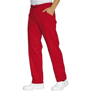 ISACCO Pantalaccio Rosso - Pantalone da lavoro in Poliestere e Cotone, Taglia S, per Settore Medicale e Ristorazione