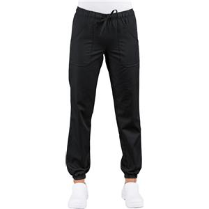 Isacco Pantagiaffa Nero - Pantalone Unisex in Poliestere e Cotone con Elastico alle Caviglie per Settore Medicale e Ristorazione