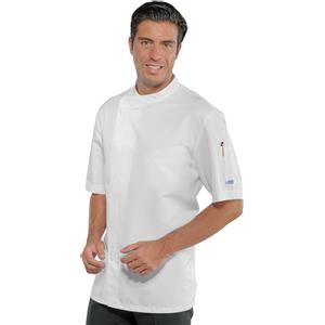 Isacco Giacca Cuoco Yokohama Bianco Antimacchia Mezza Manica Unisex con Schiena Traspirante