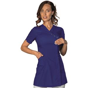 ISACCO Casacca Minorca Blu - 65% Poliestere, 35% Cotone, Slim, Mezza Manica, con Bottoni a Pressione e 2 Tasche
