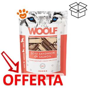 Woolf Dog Snack Morbido Sandwich di Salmone - Confezione Da 100 Gr - CONFEZIONE RISPARMIO