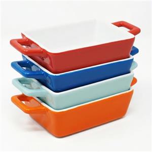 Joeji's Kitchen Set 4 Pirofila da Forno in Ceramica - Cocotte Monoporzione da Forno Rettangolare per Lasagne, Pasta e Dolci - Teglia Ceramica da Forno Versatile (325 ml)