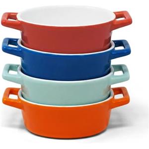 Joeji's Kitchen Set di 4 pirofile da forno in ceramica Pirofila da forno come teglia da forno antiaderente Lasagne Cocotte monoporzione da forno Pirofila piccola Blu Azzurro/Verde Rosso Arancione