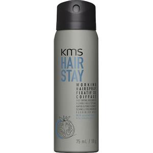 KMS HairStay Working Hairspray - Lacca 75 ml con tenuta fino a 72 ore, elimina il crespo e offre una finitura naturale