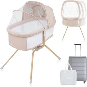 lionelo Malin EVO 3in1 Culla neonato e Lettino da viaggio con materasso per bambini da 0 a 9 kg Leggera e pieghevole Sistema a dondolo Regolazione, Montaggio veloce Lati in rete Cappottina Zanzariera