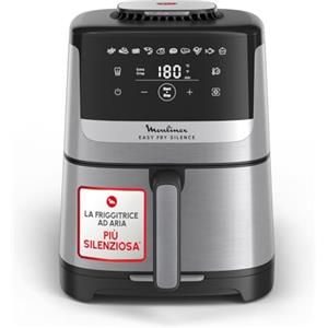 Moulinex Easy Fry Silence, Friggitrice ad Aria, 5 L, 1.5 Kg, Silent Technology, Sistema Easy Clean & Store, 10 Programmi Preimpostati, Acciaio Inox, EZ552DF0