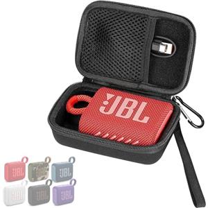 VOLOHAS Custodia rigida per altoparlante JBL GO 3/GO 4, custodia rigida con moschettone, resistente agli urti, da viaggio, impermeabile, custodia rigida (nero)
