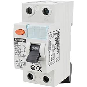 asvendo Schelinger - Interruttore differenziale tipo A 2 poli / 4 poli / 30 mA / 25 A / 40 A / 63 A (2 poli 25 A)