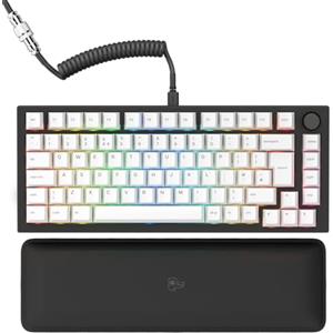 Glorious Gaming GMMK PRO 75% - Tastiera da gaming mecc.a modulare, TKL, struttura da 1,5 kg, personalizzabile, cavo a spirale, poggiapolsi, tasti in PBT bianchi, RGB, layout QWERTY inglese - Nero