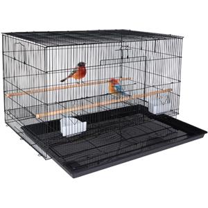 BAKAJI Gabbia Voliera per Uccelli Forma Rettangolare da 77,5 cm in Metallo, ideale per Pappagalli, Parrocchetti, Volatili, con vassoio Scorrevole e Posatoi in Legno, Gabbietta Impilabile (Nero)