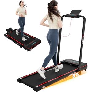 CITYSPORTS Tapis Roulant Elettrico con Inclinazione, Walking Pad con Pendenza, Tapis Roulant Elettrico Pieghevole Salvaspazio (Nero Rosso)