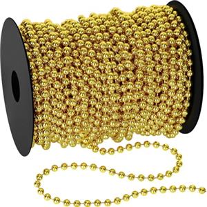 KAHEIGN 20M Ghirlanda di Perline Natalizie, 5mm Catena di Perline di Plastica Rotolo di Fili di Perle Artificiali per Albero di Natale Vacanze Matrimonio Fai Da Te Decorazione Forniture (Oro)