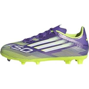 adidas F50 League Football Boots Firm Ground, Scarpe da Calcio, Cloud White/Solar Red/Lucid Blue, 28.5 EU