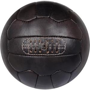 FNine - Palloni in pelle anticata, stile vintage, fatti a mano, Marrone scuro, 5