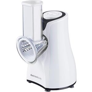 Melchioni Family | Grattugia Elettrica Taz, 5 Diverse Lame Intercambiabili, Pulsante a Pressione, Imboccatura Trasparente, 200W