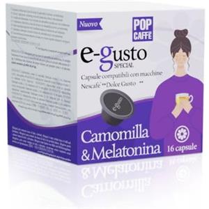 Generico 32 POP CAFFE CAMOMILLA E MELATONINA Capsule compatibili con Dolce Gusto - POP CAFFE E-GUSTO CAMOMILLA E MELATONINA Solubile compatibile con Macchine Nescafè Dolce Gusto - 2 Sacchetti da 16 -