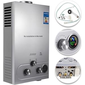 Furvveerr Scaldabagno a Gas GPL 8L Propano con Modalità Inverno ed Estate Caldaia a Gas GPL da 16KW a Parete senza Serbatoio Scaldacqua Istantaneo Automatico,Uscita Dell'acqua Calda 8L/min