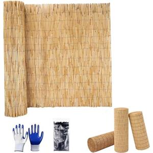 Generic Rotolo di Recinto Canne Naturale 30cm 50cm 60cm 80cm 120cm 160cm 180cm Hoch, Schermo Privacy Decorativo, Recinzione Ombreggiante in Bamboo, per del Cortile All'apert, Gazebo(Natural White Line)