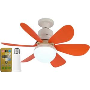 RuiDay Ventilatori da Soffitto con Luce e Telecomando, E27 lampadario con pale LED Dimmerabile, lampadario ventola con Telecomando e Timer, 3 Velocità, 3 Colori, Silenzioso (Colore Arancione)