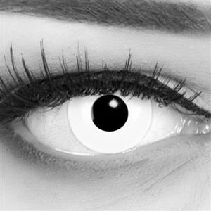 MeralenS Funnylens Lenti a contatto colorate con porta lenti a contatto White Out Bianche Zombie Vampiro morbide comode da indossare e ideali per Halloween o Carnevale senza correzione 1 coppia