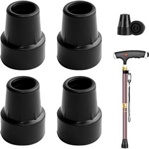 Kmuqshy 4 Pezzi Puntali in Gomma 19mm Antiscivolo Stampelle, Gommini per Bastoni da Passeggio, Crutches e Bastoncini da Trekking, Compatibili Standard Pieghevoli, Protezione Sicurezza, Facile Installazione