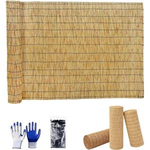 Generic Rotolo di Recinto Canne Naturale 30cm 50cm 60cm 80cm 120cm 160cm 180cm Hoch, Schermo Privacy Decorativo, Recinzione Ombreggiante in Bamboo, per del Cortile All'apert, Gazebo(Natural Black Line)