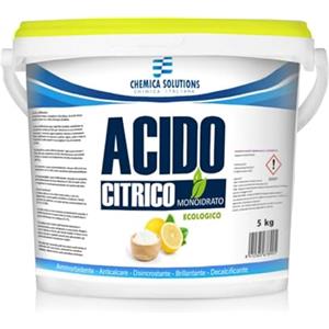 HYTAMA TOOLS Chemica Solutions - Acido Citrico Monoidrato Ecologico Multifunzione, Detersivo pavimenti, Pulizia Calcare lavatrice,Brillantante Decalcificante,Alimentare E330 5Kg