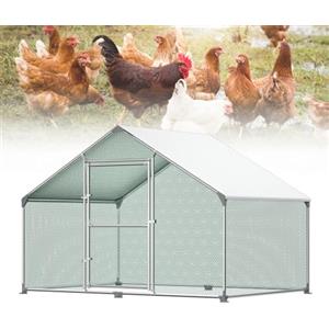 Froadp Pollai e Gabbie in Acciaio Zincato per Galline Uccelli da Esterno Gabbia con PE Tetto Parasole e Lucchetto Grande Recinto di Pollo Voliera per Animali Conigli Polli Cucce (3x2x2m, 6㎡)