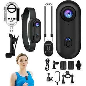 Generic Action Camera in miniatura, fotocamera Gosnap 1080P, action cam grandangolare a 170°, videocamera tascabile impermeabile, collana indossabile con clip a molla girevole a 360°, per ciclismo, animali
