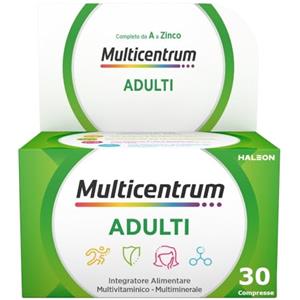 Multicentrum Adulti Integratore Alimentare Multivitaminico Completo Vitamine e Minerali per Adulti, con Vitamina B, D e C, Combatte Stanchezza e Affaticamento, 90 Compresse