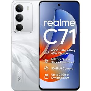 realme C71 Smartphone 4G,6+128GB,Batteria 6000 mAh,Ricarica rapida 45 W,Fotocamera AI da 50MP,Display 120 Hz,Resistenza agli urti di grado militare,Impermeabilità quotidiana,Bianco (Senza Adattatore)