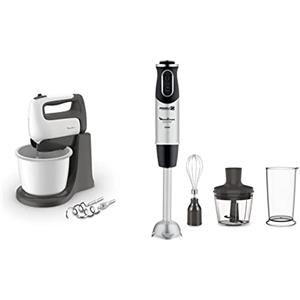 Moulinex HM4641 Prepmix, sbattitore elettrico, motore potente da 500 W & DD6558 Quickchef 3in1 Mixer ad Immersione, Tecnologia Powelix, 3 Accessori, 1000 W, Inossidabile, 10 velocità, Acciaio/Nero