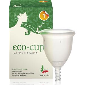 Eco-Cup Coppetta Mestruale Made in Italy in Silicone Medicale, Riutilizzabile, Trasparente, Taglia 1