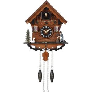 Kintrot Orologio a cucù: tradizionale orologio al quarzo in legno fatto a mano della Foresta Nera per parete antico decrorazione con controllo del volume, 12 melodie, sensore notturno e uccello canto