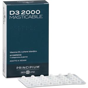 Bios Line Principium D3 2000 - Integratore di Vitamina D3 Vegetale con Lichene Islandico - 60 Compresse Masticabili